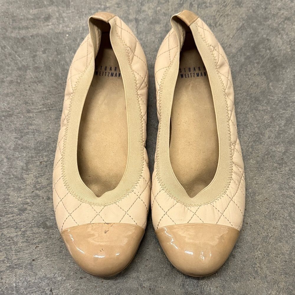 Stuart Weitzman Tan Quilted Flats